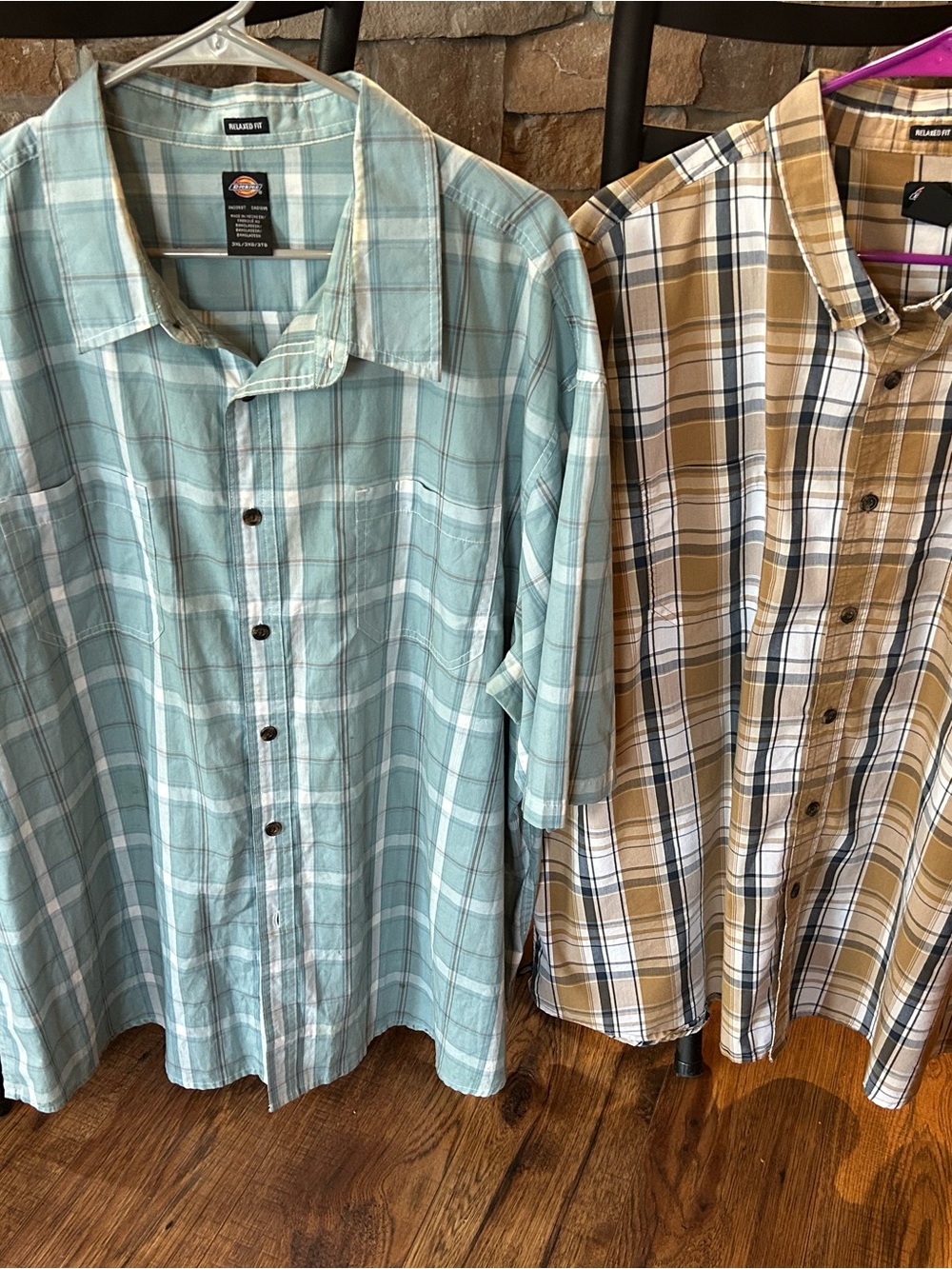 Bundle of 2 Dickies men 3XL short sleeve summer plaid shirt